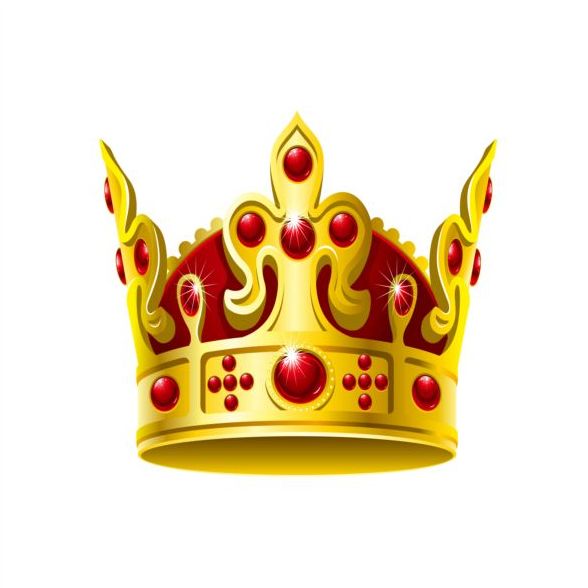 Red gem with golden crown vector 01