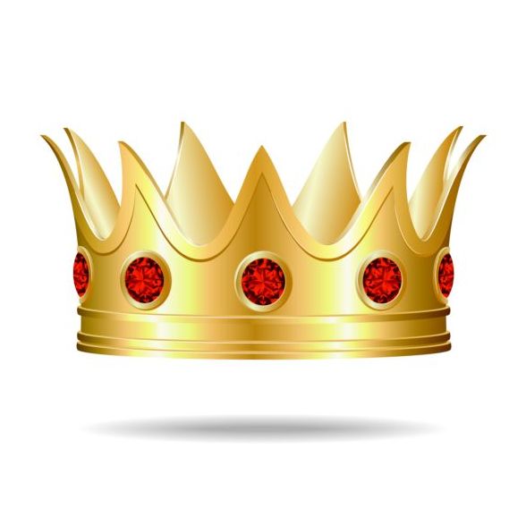 Red gem with golden crown vector 02