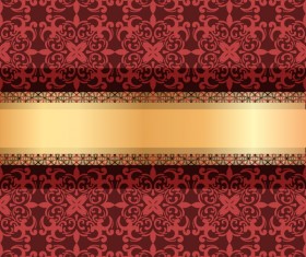 Red luxury decoration with gold ribbon background vector 01