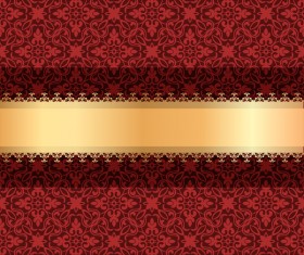 Red luxury decoration with gold ribbon background vector 02