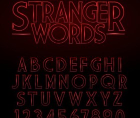Red neon alphabet with number vector