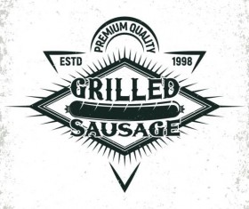 Retro barbecue labels with grunge background vector 08