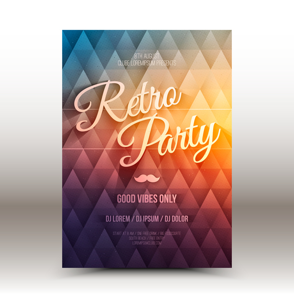 Retro party flyer template vector 01