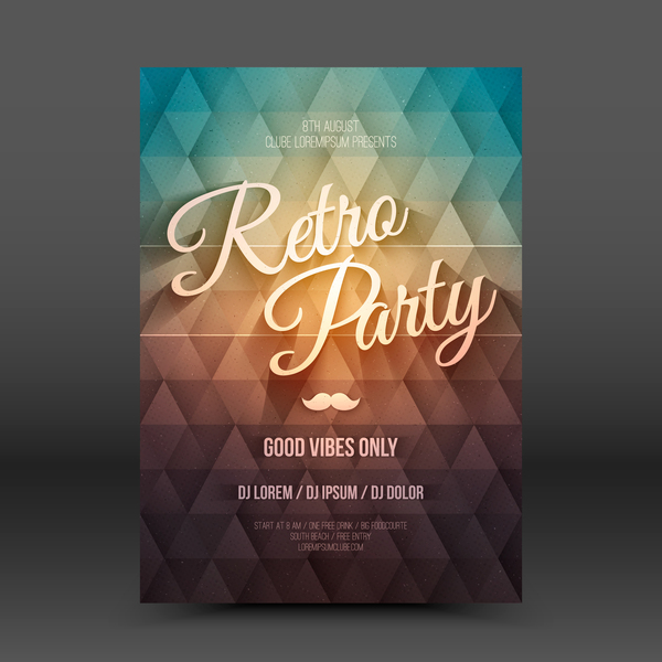 Vector night club disco party poster template 02