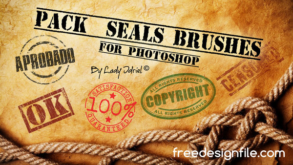 Retro seals photoshop brushes