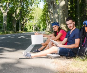 Roadside rest travelers Stock Photo