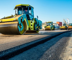 Rolling the new road rolling car Stock Photo