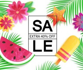 Sales discount with summer background vector