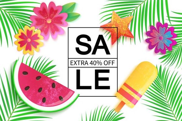 Sales discount with summer background vector