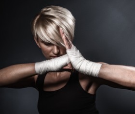 Salute female boxer Stock Photo