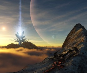 Science fiction universe sky Stock Photo