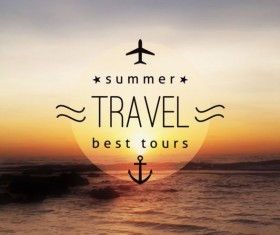 Sea with summer travel background vector 02
