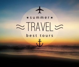 Sea with summer travel background vector 05