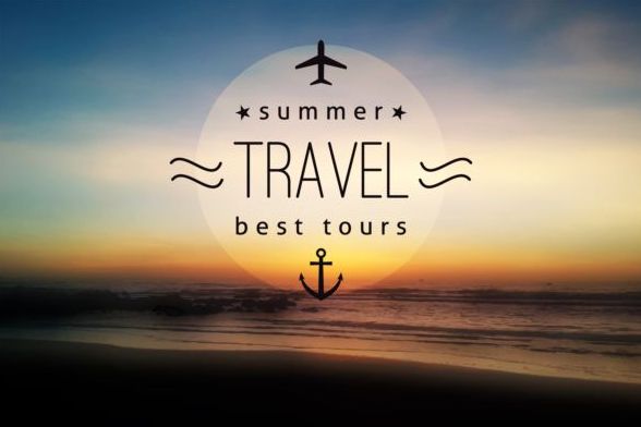 Sea with summer travel background vector 05