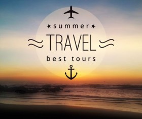 Sea with summer travel background vector 06