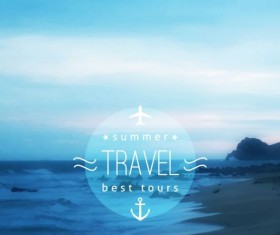 Sea with summer travel background vector 07