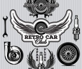 Seivice repari vintage lables template vector