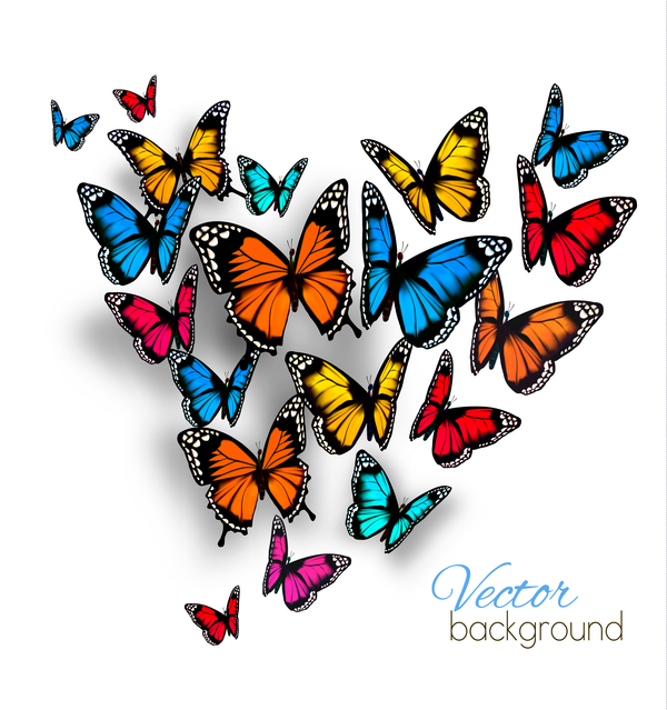 Set of colorful butterflies vector material 07