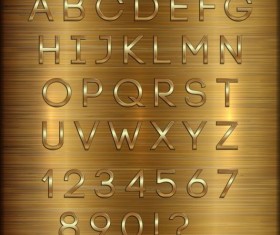 Shiny golden font alphabet with number vector 03