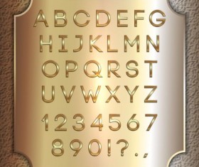 Shiny golden font alphabet with number vector 06