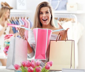 Shopping woman surprise HD picture