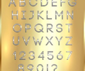 Silver font alphabet with number vector 04
