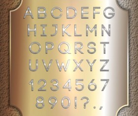 Silver font alphabet with number vector 06