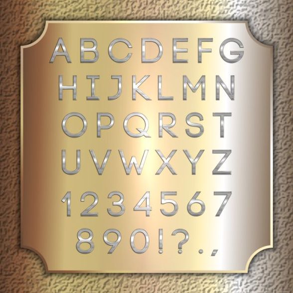 Silver font alphabet with number vector 06