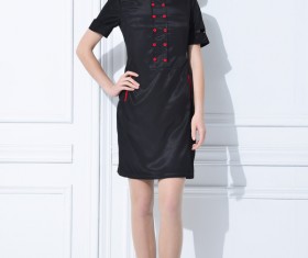 Smiling girl with black dress HD picture