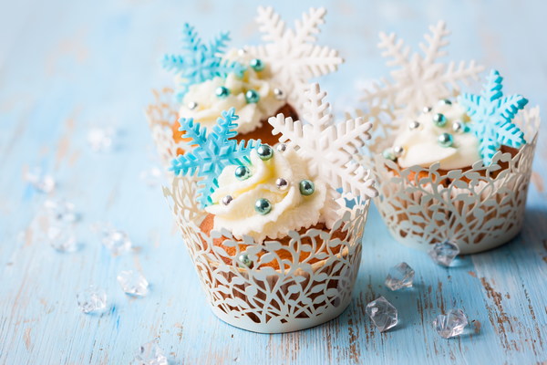 Snowflake cupcakes Stock Photo