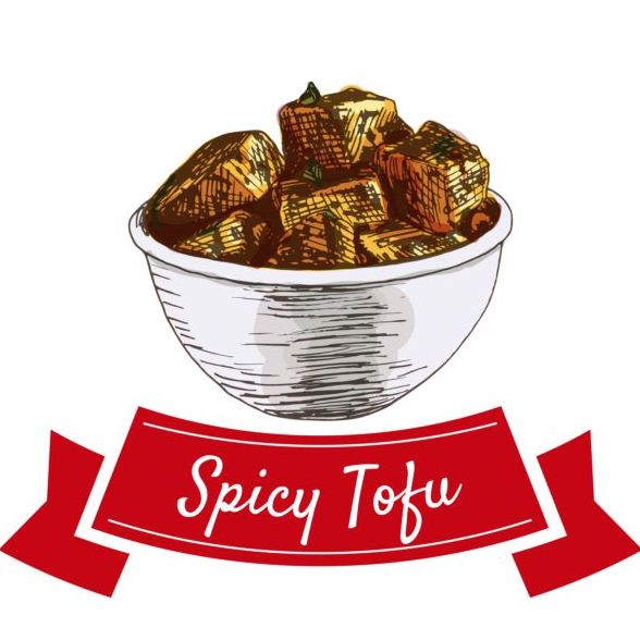 Spicy tofu chinese cuisine vector