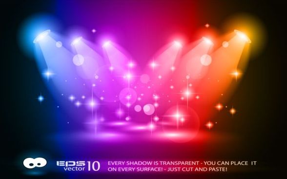 Spotlights and glowing colorful vector 01