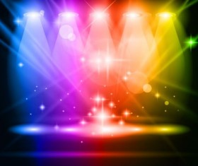 Spotlights and glowing colorful vector 02