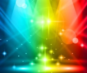Spotlights and glowing colorful vector 03