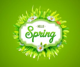 Spring card with green frame vectors