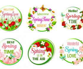 Spring flower round card vector