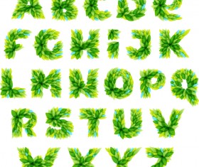 Spring leaves alphabet vector