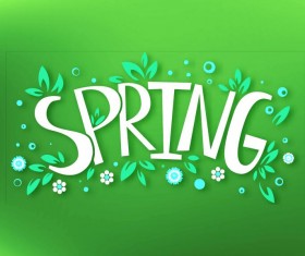 Spring text with green background vector