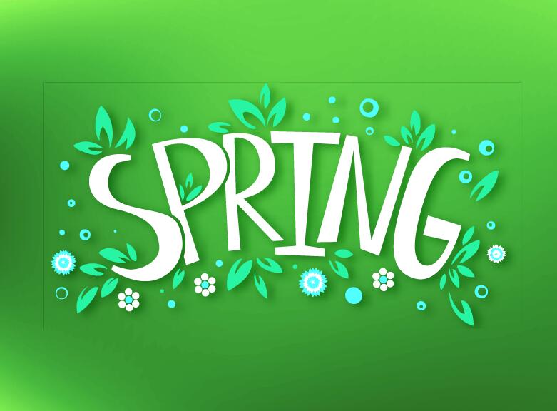 Spring text with green background vector