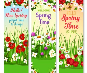 Spring vertical banner vector material