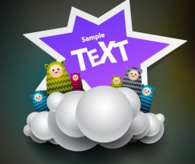 Star sticker with white ball vector background