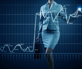 Statistical chart and the figure of the briefcase Stock Photo