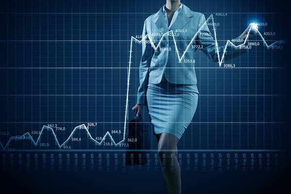 Statistical chart and the figure of the briefcase Stock Photo