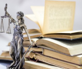 Statue of the goddess of justice and legal books Stock Photo 03