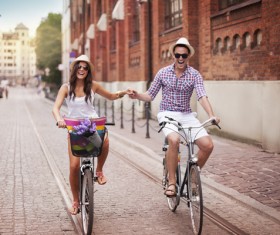 Stock Photo Biking couple