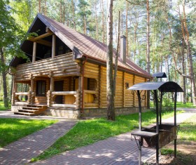 Stock Photo Forest wooden villas