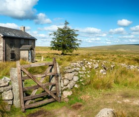Stone houses on the plains Stock Photo