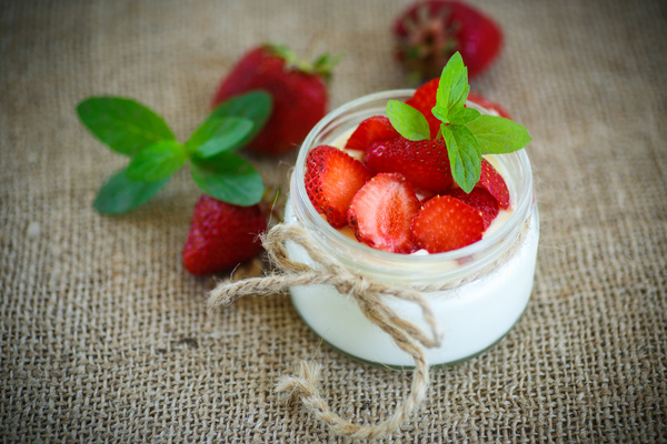 Strawberry yogurt Stock Photo