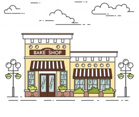 Street bake shop vector material 02