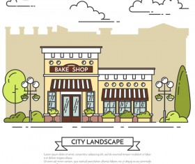 Street bake shop vector material 03